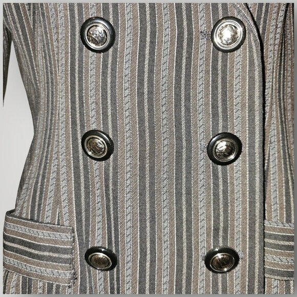 VTG Victoria Ashley Women's 5/6 Black Multi Striped Double-Breasted Blazer Jkt - Picture 10 of 16
